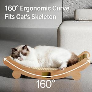 Lit grattoir pour <span class=keywords><strong>chat</strong></span> en sisal naturel pour chats de grande taille d'intérieur, hamac moderne en bois pour <span class=keywords><strong>chat</strong></span>, meuble durable pour <span class=keywords><strong>chat</strong></span> avec tapis à gratter - Product Image 3