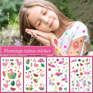 Children Cartoon 3D Waterproof Temporary Tattoo Stickers for Girls Summer Animal Pink Flamingo Tattoo Sticker