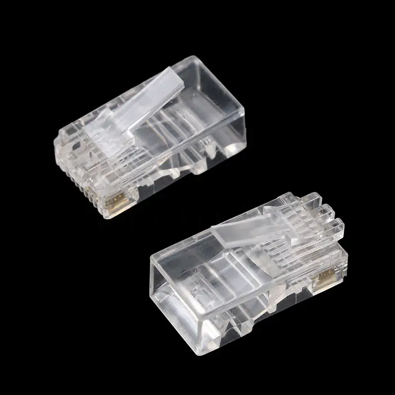 100 cái/túi RJ45 Ethernet Cáp mô-đun cắm mạng LAN Kết nối RJ-45 pha lê Heads vàng mạ 8P8C OEM Nam ABS RJ45 nữ