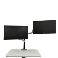 Support de moniteur de bureau à double écran Support de moniteur en aluminium à double bras réglable en hauteur Support de moniteur stable