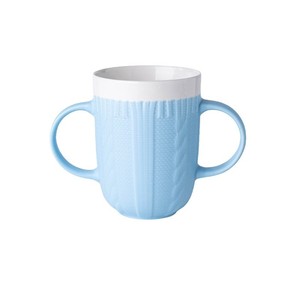 แก้วเซรามิกสองหูจับ สีพื้น ทนความร้อน ใช้กับไมโครเวฟได้ สำหรับกาแฟ ชา สีชมพู ฟ้า ม่วง แก้วเดี่ยว ของขวัญ - Product Image 4