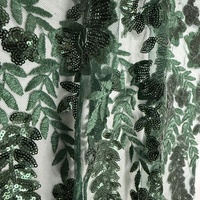 Tissu en dentelle vert émeraude perlé, broderie de luxe avec perles et sequins, tissu en dentelle française pour robe de mariée, robe pour femmes africaines