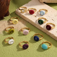 Anneaux modulaires en acier inoxydable à vis interchangeable personnalisables avec breloque amovible 12 pierres de naissance pour bijoux DIY