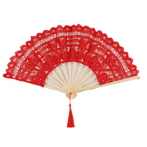 Fancy Girl Style Cute Handmade Hand Fan Superior 27 cm Retro Folding Bamboo Lace Handheld Fan for Decoration
