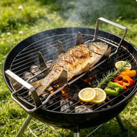 Grille de cuisson en acier inoxydable pour poisson, support de rôtissage pour barbecue extérieur, accessoires de barbecue polyvalents