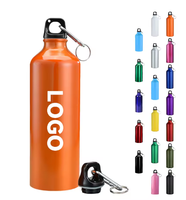 Bouteille d'eau sportive en aluminium réutilisable, colorée, avec logo personnalisé, cadeau promotionnel, avec mousqueton