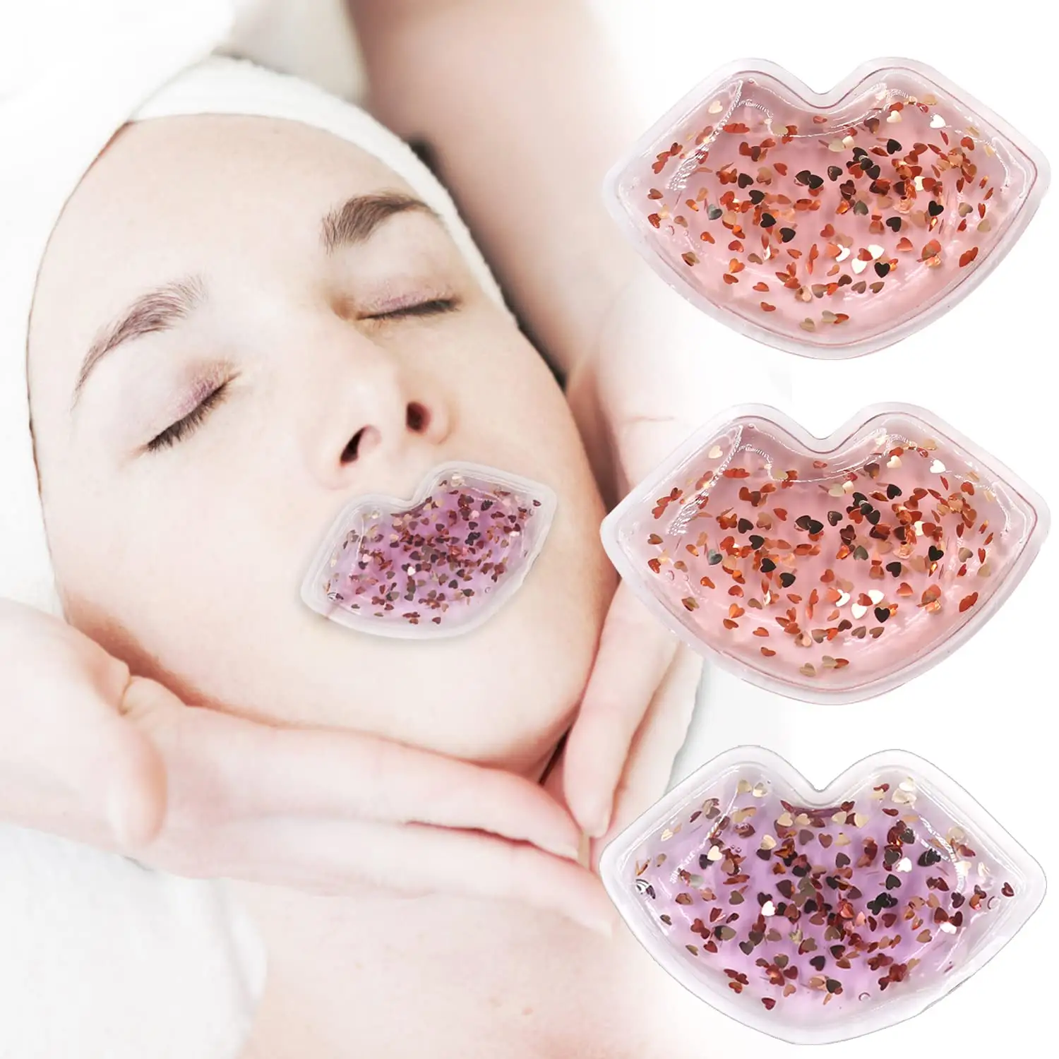 Cold Compression Of Lips Relieves Lip Swelling And Pain And Lip Care With Ice Packs