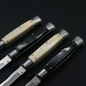 Cuchillo plegable portátil profesional padrino herramienta de supervivencia de acero 440 mango de resina Botón de cambio de hoja DIY grado OEM - Product Image 3