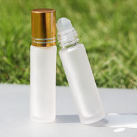 Déodorant Vide Givré Blanc 10ml Huile de Parfum Verre Roll On Bouteilles Avec Argent Noir Roller Ball Cap Top