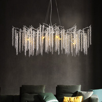 Lustre moderne en acier de luxe léger, luminaire principal pour salon, lampe design élégante en cristal en forme de branche d'arbre pour hall