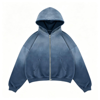 Sweat-shirt unisexe à capuche zippé dégradé délavé coupe oversize épais streetwear personnalisable avec logo commande en gros