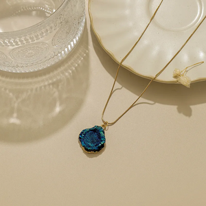 Collar de Acero Inoxidable 304 Chapado en Oro de 18K de Estilo Simple con Cadena Irregular con Baño Electrolítico Azul, Elegante Joyería - Product Image 3