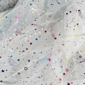 Nuovo modello pronto per la spedizione di 100% fogli di poliestere stampato stelle e luna maglia tessuto Tulle per i bambini - Product Image 2