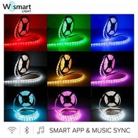 Bande LED intelligente RGB SMD5050 Wi-Fi et synchronisation musicale, IP20/IP65, kit de bande lumineuse à changement de couleur, 12V/24V