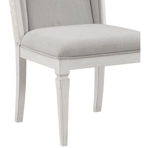 Ensemble de 2 chaises d'appoint DB Katia en lin gris clair et fini blanc patiné pour le salon - Product Image 2