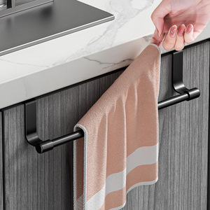 Toallero minimalista de barra única para puerta de armario de cocina, no requiere perforación, fácil instalación, capacidad de carga de 5 kg, plástico - Product Image 1