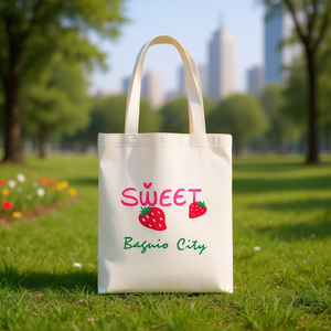 Bolso de mano con estampado de fresas, 32x37cm, algodón blanco, para mujer, bolso de compras, diseño moderno - Product Image 2