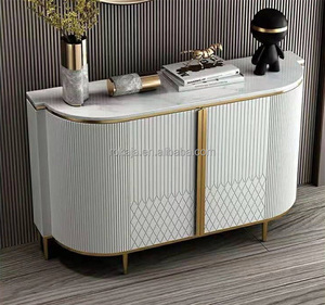 Credenza per <span class=keywords><strong>Sala</strong></span> <span class=keywords><strong>da</strong></span> <span class=keywords><strong>Pranzo</strong></span> di Tendenza, Tavolo Console Moderno con Piano in Marmo, Set di Mobili di Lusso per Decorazione Soggiorno - Product Image 6