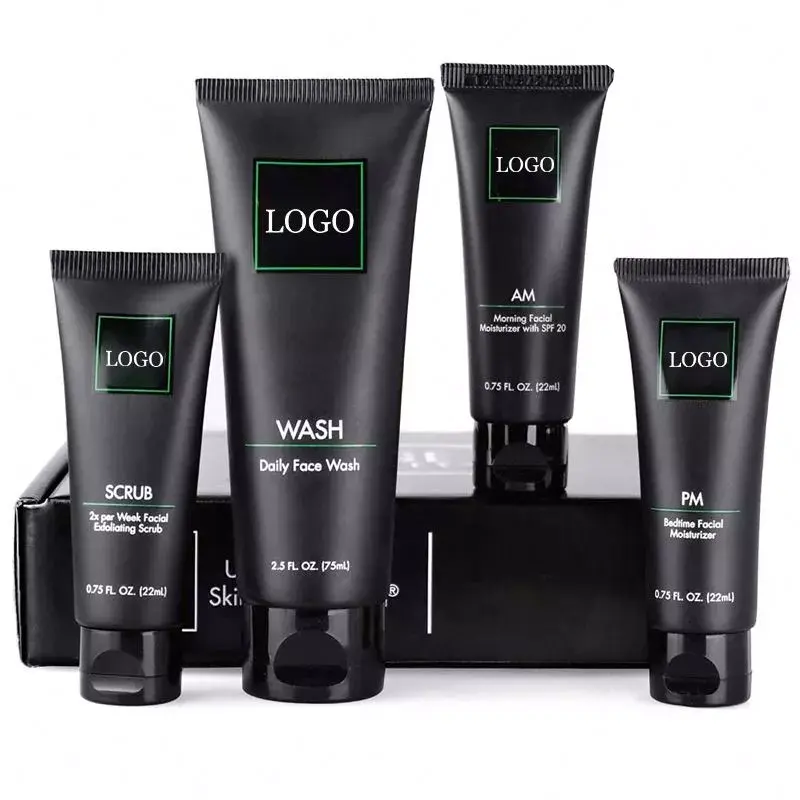Men's Skincare Set with Face Wash Scrub Facial Am Day and Pm Night Moisturizer Cream Men Skin Care Products