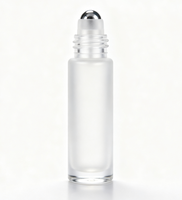 Flacon roll-on en verre givré de 10 ml pour huiles essentielles et parfums, avec bouchons métalliques multicolores