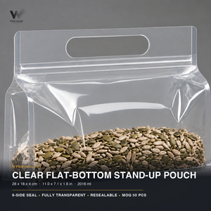 Sachet transparent pour riz 28x18+4cm 11x7in à fond plat, capacité 1100g, avec fermeture éclair, pour riz Basmati, Jasmin, à grains longs, pour la vente au détail et l'industrie céréalierie - Product Image 1