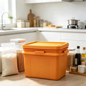 Seau carré en plastique personnalisé avec logo, durable, avec poignée et couvercle, pour le stockage d'aliments, de produits chimiques et de matériel. - Product Image 1