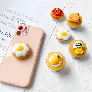 Funny 3D Cute Food Design Pizza Egg Phone Socket Mobile Phone Holder Support Grip Tok Folding Stand Desktop Lazy Bracket