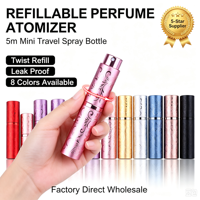 Atomiseur de parfum portable rechargeable pour voyage, design rotatif, format pochette, emballage cosmétique en vrac