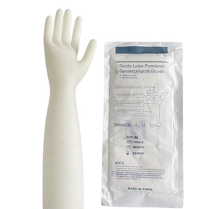 Guantes médicos desechables para examen de agarre de látex Yingmed, guantes ginecológicos estériles hasta el codo - Product Image 1