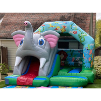 Château gonflable d'éléphant de cirque avec toboggan pour événements extérieurs, idéal pour la location en gros