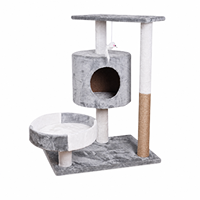 Petit arbre à chat en bois massif avec condo pour chat et griffoir pour chaton