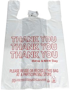 White Plastic Thank you T shirt bags, Reusable and Disposable Grocery shopping Supermarket Bag
