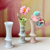 Vase à fleurs en onyx marbré naturel RF, vase en pierre sculpté à la main, décoration d'intérieur, vase en marbre pour table de salon, hôtel