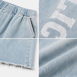 Pantalon en jean large à taille moyenne pour homme, coupe ample, style streetwear, imprimé numérique personnalisé par le fabricant, délavage effet vieilli, léger - Product Image 2