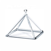 Pirámide de Canto de cristal de cuarzo de 7 pulgadas transparente con palo de cuenco de cristal y cuerda púrpura