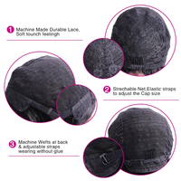 Perruques en cheveux humains bouclés crépus avec frange, prêtes à porter, sans dentelle frontale, sans colle, en cheveux humains péruviens, fabriquées à la machine