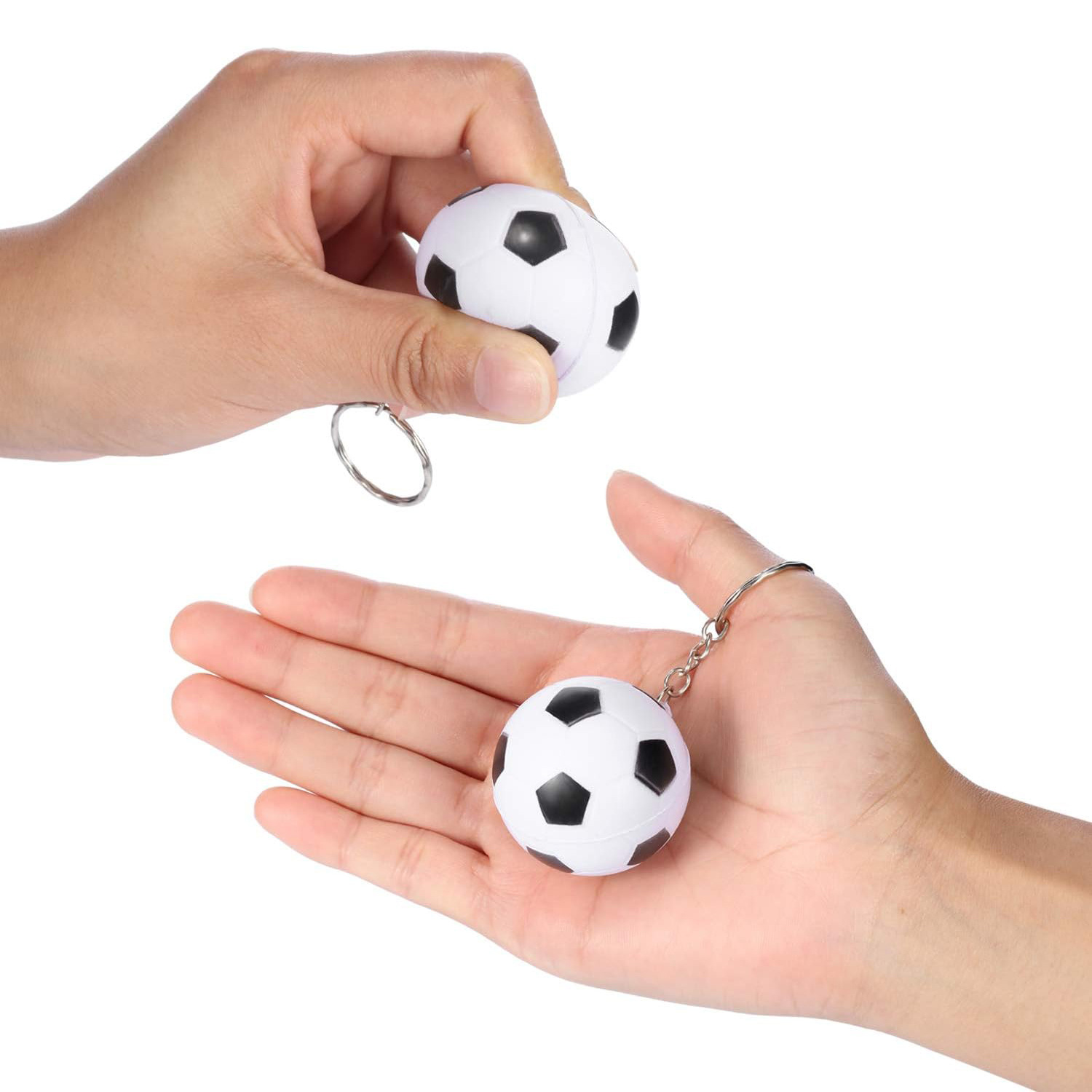 Porte-clés football blanc 4cm