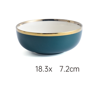 Vajilla de Cerámica Europea Blanca, Verde y Dorada, Juego de Vajilla de Lujo Ligero, Vajilla de Cerámica para la Cena - Product Image 5