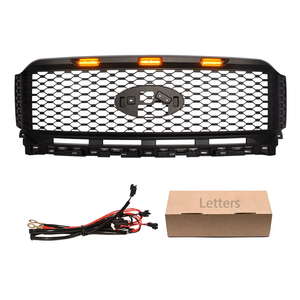 ตะแกรงตาข่ายสีดำด้านสำหรับ <span class=keywords><strong>Ford</strong></span> F150 F-150 <span class=keywords><strong>Raptor</strong></span> 2021 <span class=keywords><strong>2022</strong></span> 2023ไฟสีเหลืองอำพัน3ดวงในตัวตะแกรงรถแข่งด้านหน้า - Product Image 2