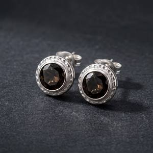 Pendientes de gota dorados martillados para pedidos al por mayor, con cuarzo ahumado sintético, joyería hipoalergénica para mujer - Product Image 3