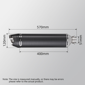 51mm universel long 570mm en fibre de carbone moto tuyau d'échappement silencieux pour cbr650 s1000r s1000rr <span class=keywords><strong>z900</strong></span> z800 AT2 wtih <span class=keywords><strong>db</strong></span> <span class=keywords><strong>killer</strong></span> - Product Image 3