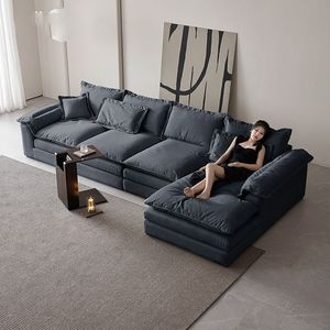 Sofá en Forma de <span class=keywords><strong>L</strong></span> de Diseño Moderno y Creativo de Lujo, Sofá de Salón Color Crema con Área de Descanso, Conjunto de Sofá Esquinero en Forma de <span class=keywords><strong>L</strong></span> para el Hogar - Product Image 4