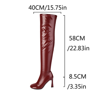 Big Size 46 Solid Simple Design Square Toe Shoes Over the Knee High Women Long <b>Boots</b> High Heels Side Zipper <b>Boots</b> for Ladies - Product Image 6