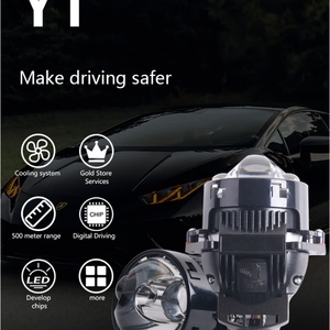 Factory New Dual Eyes Y1 High Quality 74W <b>H4</b> H7 BI LED Projector Lens Headlights Light - Product Image 3