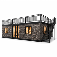Maison conteneur extensible personnalisée avec terrasse et rampe de sécurité, maison préfabriquée extensible de 30 pieds pour barbecue