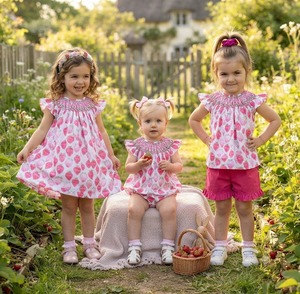 Vestido de Niña con Estampado de Fresas, Color Rosa Dulce, con Mangas con Volantes, Ropa Casual de Verano para Bebés, Vestido para Fiestas - Product Image 6