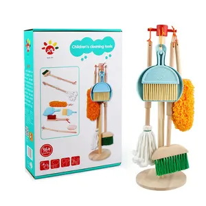 Набор для чистки детских игрушек для малышей, набор из 7 предметов для чистки детских метел для малышей, инструменты для уборки-метла, подвесной подставка для уборки