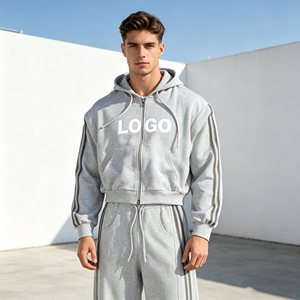 Conjuntos de sudadera con capucha para hombre, conjuntos de sudadera y pantalones de chándal de 580GSM con bordado 3D, lavado ácido y pedrería para hombre, conjuntos de joggers anchos y holgados. - Product Image 4