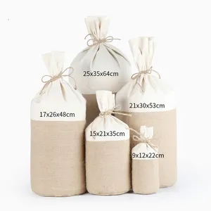 Drawstring Linen Jute Bags For Gift Wholesale Custom Logo Cotton Canvas Large Candy Rice Storage Drawstring Pouch Bags
