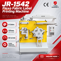 Machine d'impression flexographique à grande vitesse pour étiquettes textiles JR-1542, 155 mm, 6 couleurs, certifiée CE, imprimante d'étiquettes en satin pour vêtements
